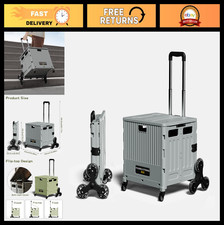 Stairs Climbing Shopping Cart with 360  Swivel Wheels, Collapsible Wheeled Crate