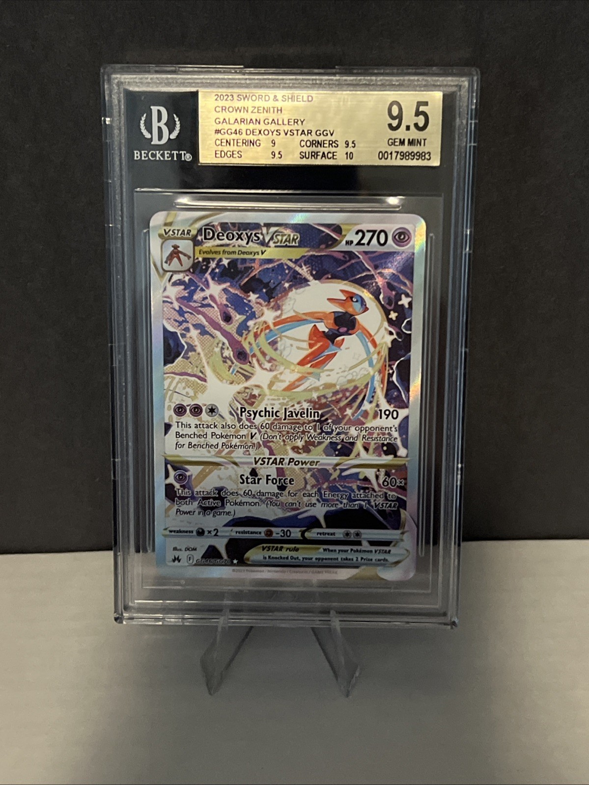 Deoxys VSTAR GG46/GG70 Crown Zenith Beckett Graded 9.5