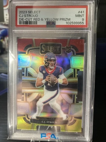 2023 Panini Select - Concourse C.J. Stroud Red & Yellow Prizm Die-Cut (RC) Psa 9