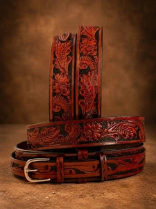 Western Genuine Leather Belt Full Grain Handmade Men's Heavy Duty Ranger Belt