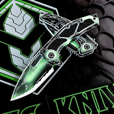 Heretic Knives Medusa Manual Tanto Toxic Green Negative Cel Shading H009-NCS-TX