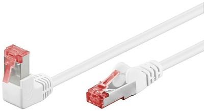 5x CAT 6 Patchkabel 1x 90° gewinkelt, S/FTP (PiMF), Weiß; CAT 6 Patchkabel 1x 90