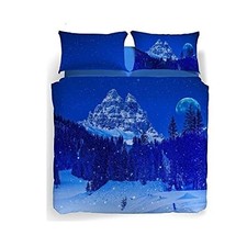 Caleffi - Completo copripiumino Snow in the blue nigh Fotografico Matrimoniale