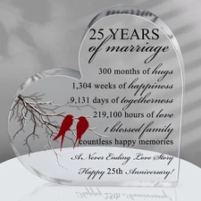 25th Anniversary Gift Heart Keepsake for Couples, Parents, and Friends