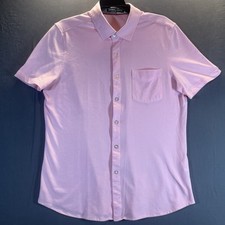 PJ Paul Jones Shirt Mens M Collar Polo Short Sleeve Button Up Pink