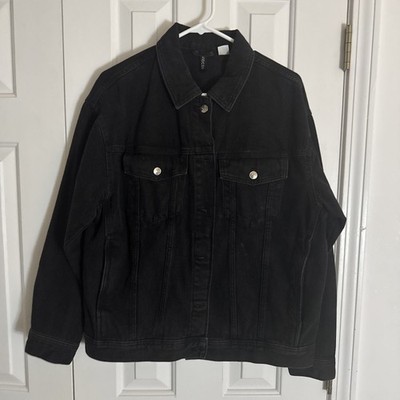 Divided Oversized Trucker Jacket Black Denim - H&M size Medium