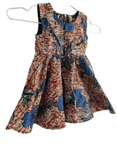 Girls African Wax Fabric Ankara Dress No Size Check Measurements Flower Print