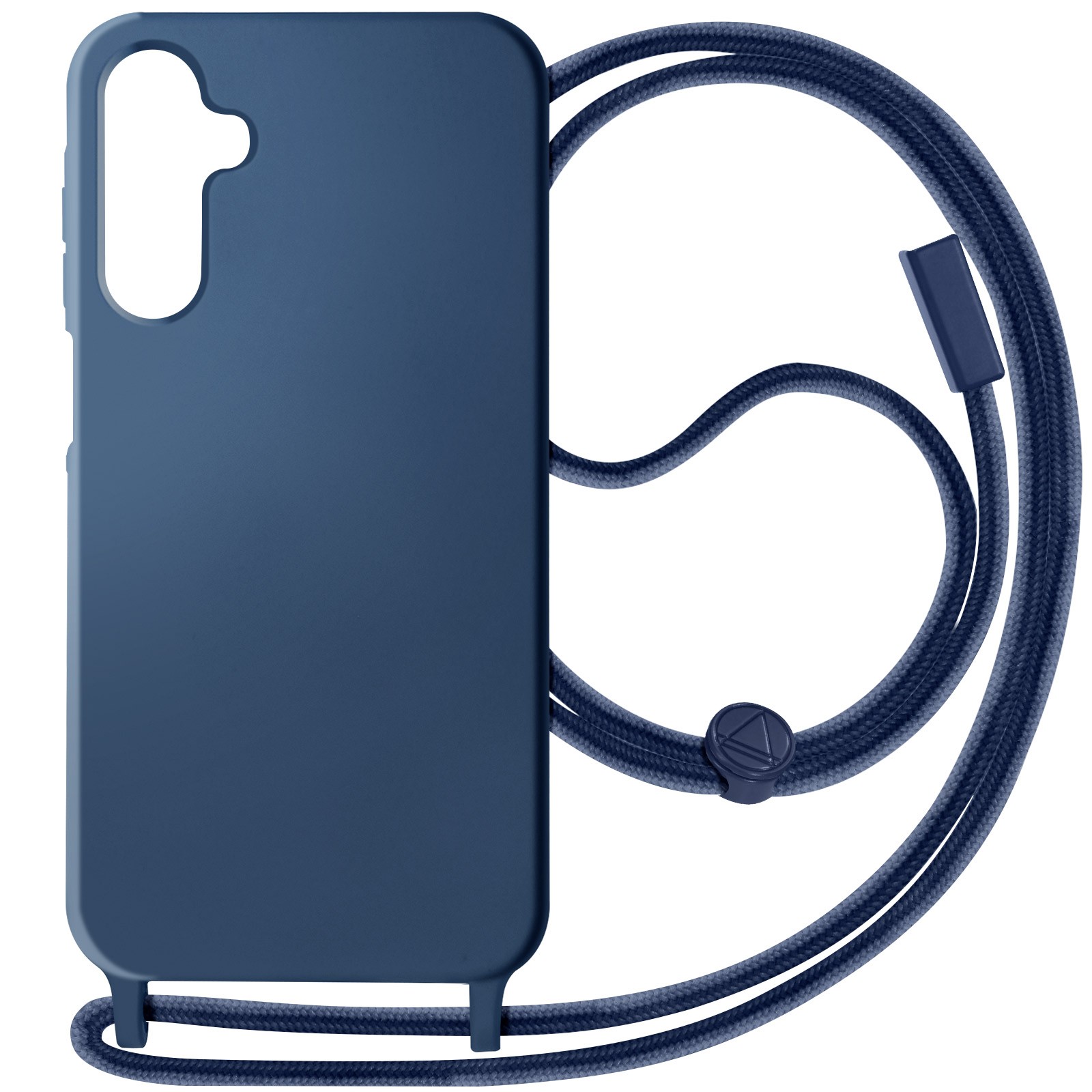 Coque Samsung A15 bleu nuit avec cordon antichoc pour garder les mains libres