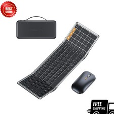 Foldable Full-Size Wireless Keyboard and Mouse Combo Black Gray