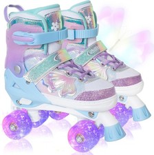 Kids Roller Skates for Girls Boys Kids, 4 Sizes Adjustable Quad Skates Butterfly