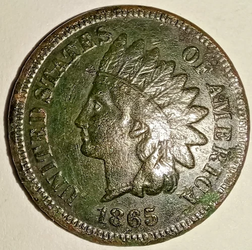 1865 US INDIAN HEAD CENT DARK BROWN XF DETAILS RARE CIVIL WAR PENNY - USA 1865-P