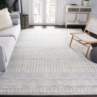 9x12 Tulum Area Rug - Light Grey Ivory Moroccan Boho Design
