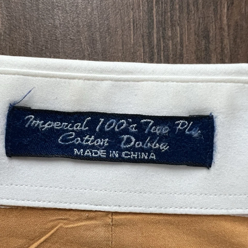 Paul Frederick Cotton Dobby Striped Dress Shirt Gold/White French Cuffs 16.5-31 - Image 3 of 4