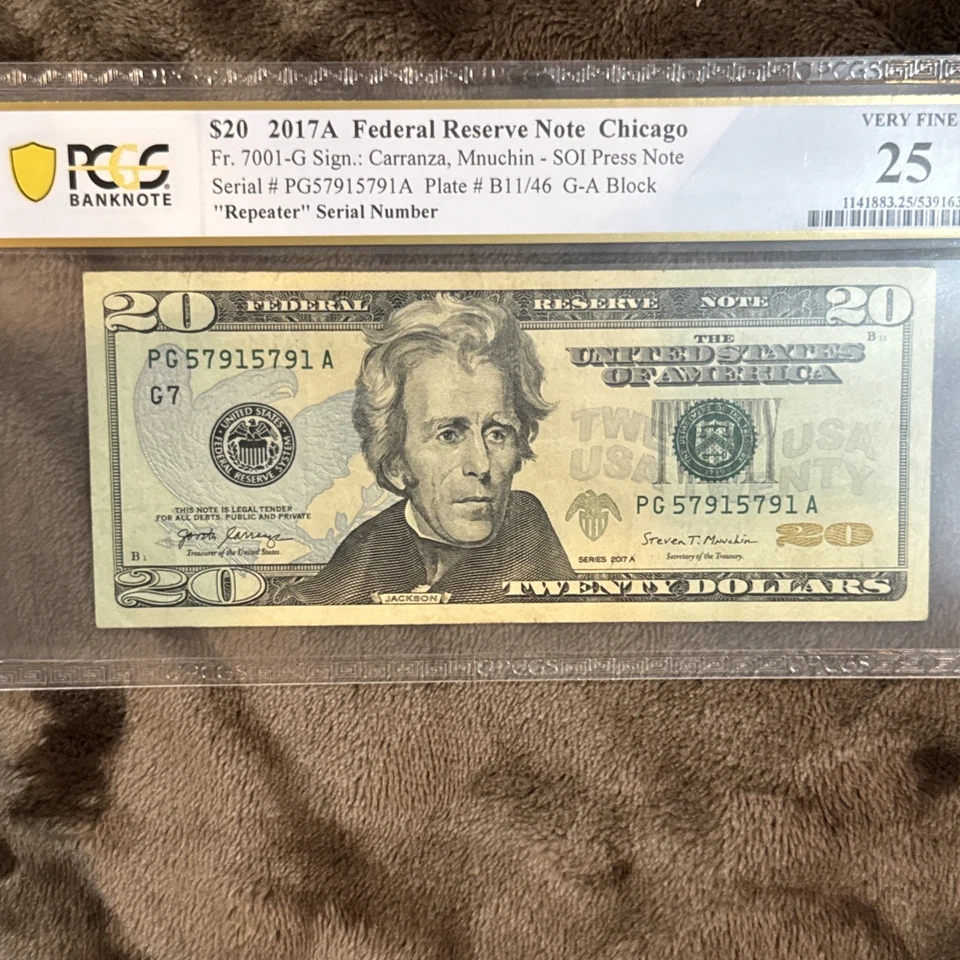 $20 2017A Federal Reserve Note Chicago Repeater Serial Number#57915791 - Image 3 of 4