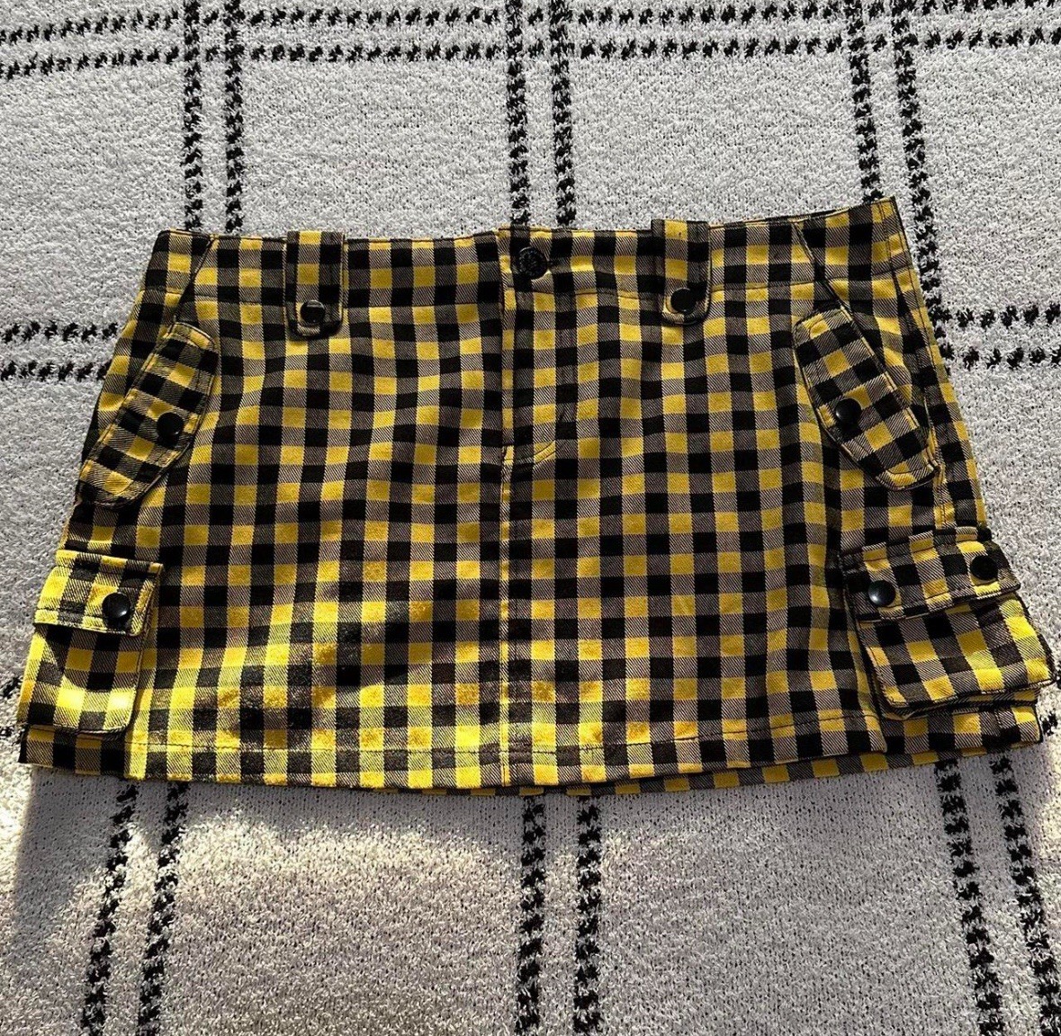 Avril Lavigne Abbey Dawn Yellow Checkered Mini Skirt Juniors Size 7 Y2K Punk Emo Fashion
