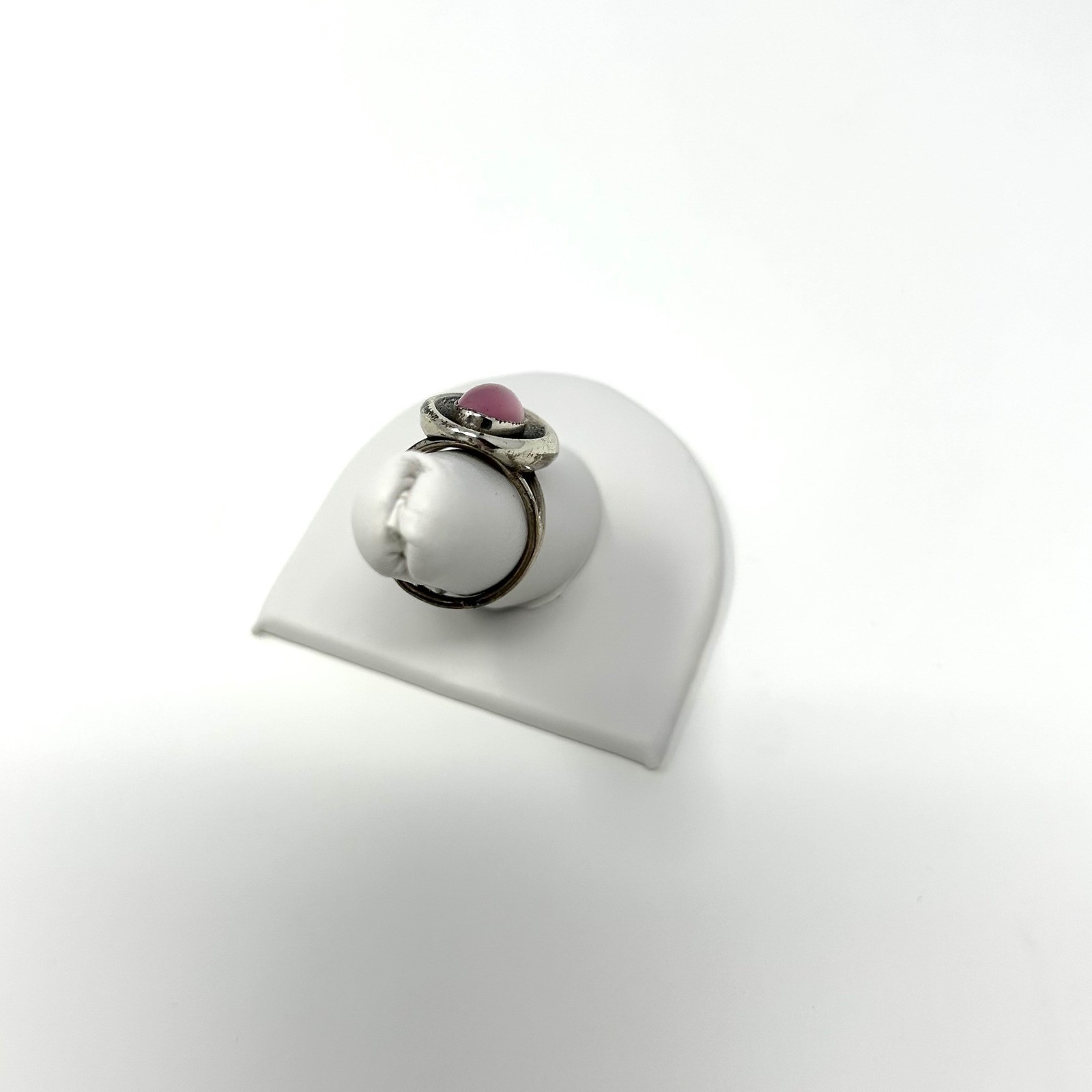 Oval Pink Stone Statement Ring Adjustable Silver … - image 5