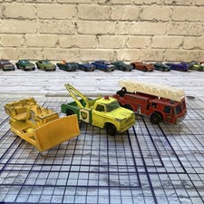 VTG Matchbox Diecast Lot, CAT Tractor ‘79, Dodge Tow Truck #13, Fire Engine ‘82