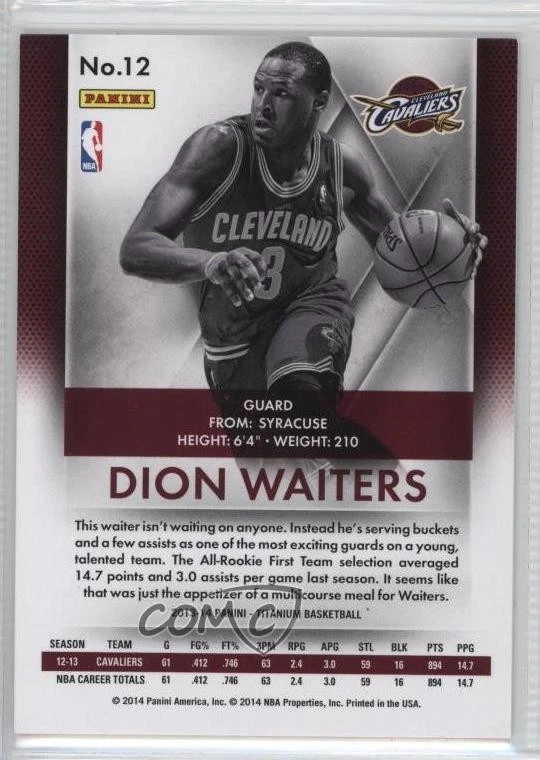 2013-14 Panini Titanium Retail Dion Waiters #12 - Image 2 of 2