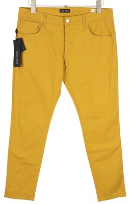 Antony Morato Keith Herren Hose W34 Gelb Strukturiert Skinny Fit Zip Fly Casual