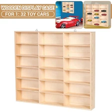 Wooden Wall Mounted Display Case Storage Shelf For 1/32 Scale Diecast Model Cars