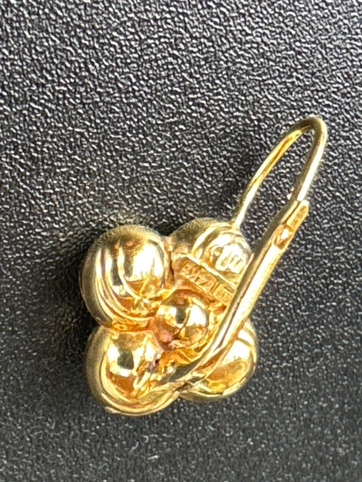 Pendientes colgantes margarita vintage de oro de 14k, hechos en Italia - sello de pureza con caja de regalo Foto 2 de 4