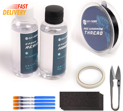 Fishing Rod Repair Kit with Epoxy Glue, Wrapping Thread, Clipper, and Masking 