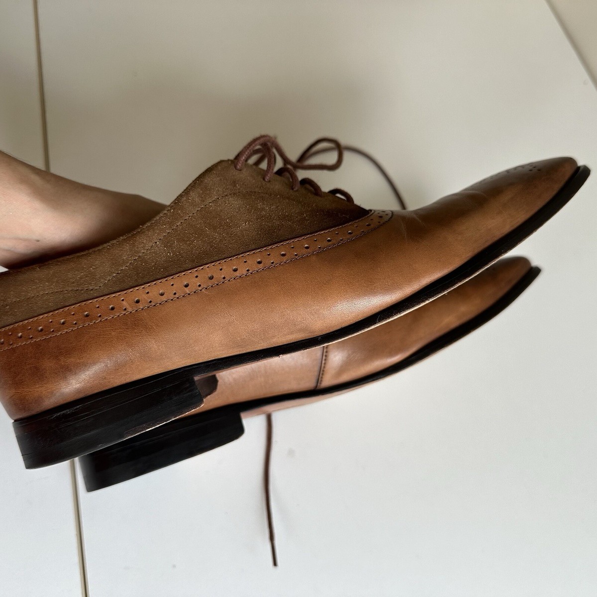 Oliver Sweeney Two Tone Tan Brown Suede Leather Shoes Sanago UK 10‎ US 12 EU 44 Oliver Sweeney Two Tone Tan Brown Suede Leather Shoes Sanago  main image 4