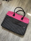 Jackie Laptop Travel Padded Bag Handbag Canvas Zip Ext Pocket Pink Black