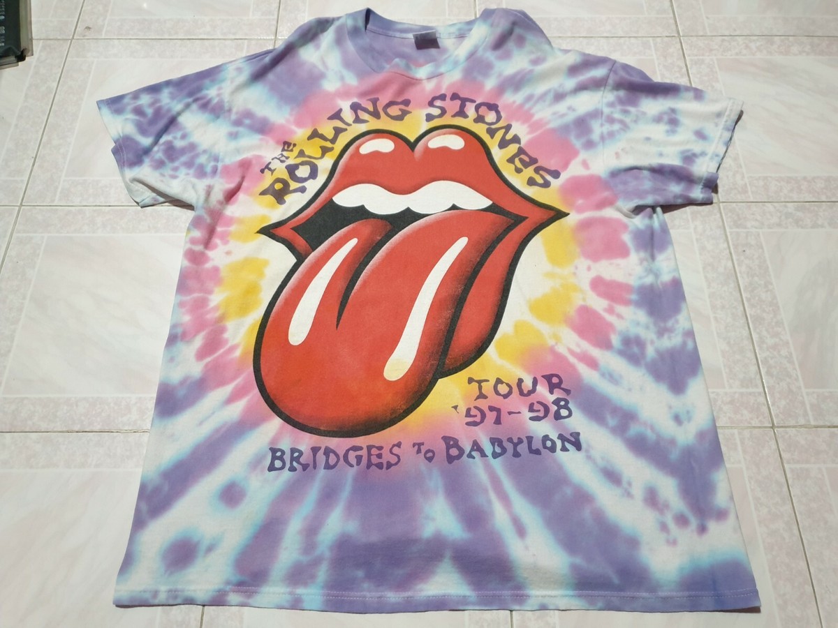 RARE Vintage 1997 The Rolling Stones Bridges to Babylon Tie Dye T