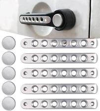 Silver Door Handle Push Button Aluminum Covers Fits 07-17 Wrangler JK 4-Doors