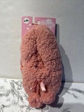 Snuggle Feet Faux Fur Slippers Womens L/XL Grippy Fluffy Soft Pink Flaw