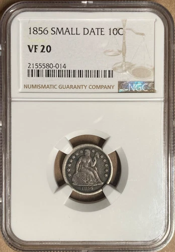 1856 NGC VF20 Liberty Seated Dime 10c - Small Date