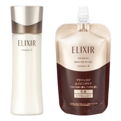 Shiseido ELIXIR ADVANCED Aging Care Emulsion T III Extra Moist 130ml/110ml Japan