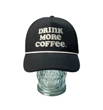 Dutch Bros Drink More Coffee Trucker Snapback Black Mesh Cap Adjustable Hat