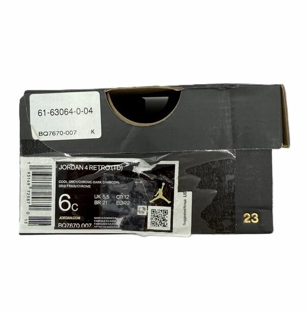 Nike Air Jordan 4 Retro Cool Gris Negro Blanco BQ7670-007 TD Talla 6C [USADO] Foto 4 de 4