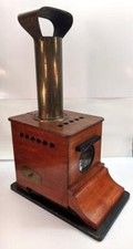 LARGE Antique Magic Lantern Projector - Mahogany Wood  14" Brass Stack; Duplex