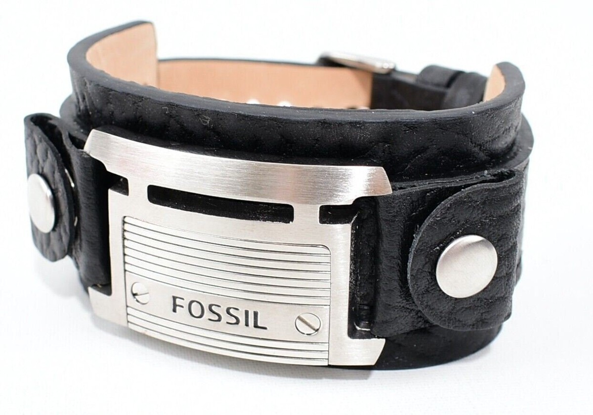 FOSSIL Mens Wrap Adjustable Leather Bracelet JF84816040 Black