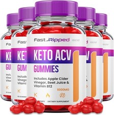 Fast Ripped Keto  ACV Gummies Weight Loss Supplement 1000mg 300 Gummy  5 Pack