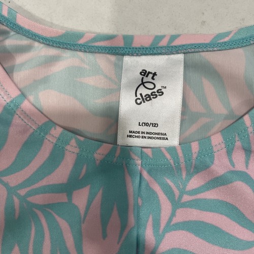 Girl’s Long Sleeve Swim Top Size 10-12 Pink Blue Art Class - Picture 3 of 13