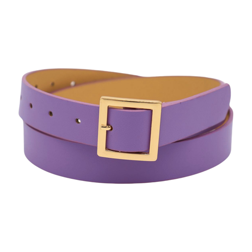 Mujer Lavanda Piel Sintética Flaco Negocios Cinturón Oro Metal Cuadrado Buckle S - Imagen 24 de 24