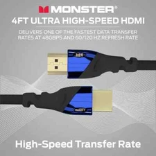 Monster 8K Ultra High-Speed Cobalt 2.1 HDMI Cable- 48Gbps with eARC, 8K 4FT