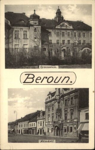 Beroun Czech Republic Beraun Bohemia Postcard ~ 1910/20 Street Game at Gymnasium Namesti