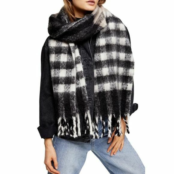 小物 Brushed Scarf / CHECKED BLACK Brushed Black Check Scarf – Inherit Co.