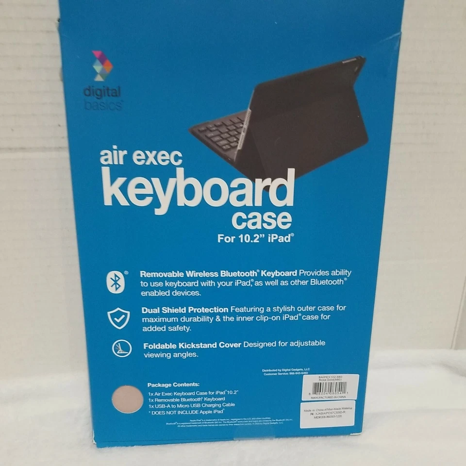 Digital Basics Air Exec Bluetooth Keyboard & Case for 10.2 iPad Rose Gold NIB - Image 2 of 4