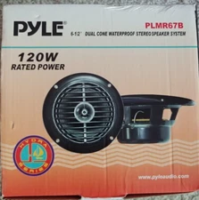 Pyle 6.5" Dual Cone Speaker System Waterproof Pair of PLMR67B 120 Watts 