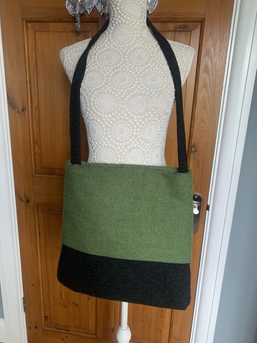 Large Size Handmade Fabric Handbag Green & Black - Picture 2 of 5