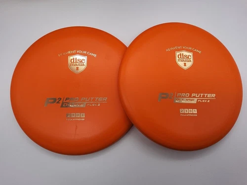 New Discmania D-Line P2 (Flex 2) matching pair disc golf putter Orange 174g 