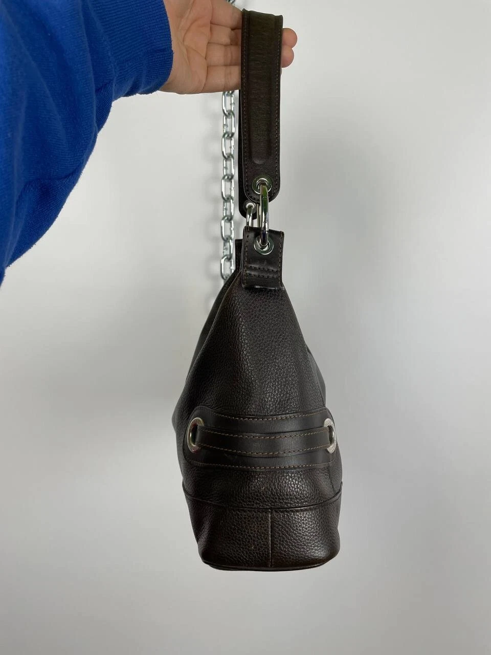 Borsa a tracolla Longchamp Paris pelle marrone made in Marocco