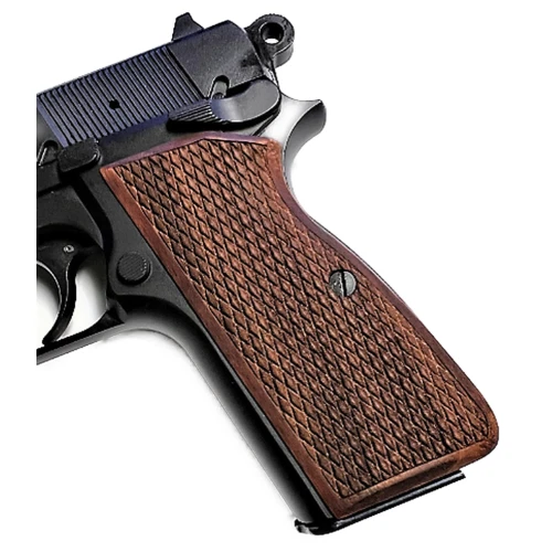 Empuñaduras de nogal Browning High-Power con patrón de cuadros completo de alta calidad Foto 2 de 4