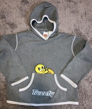 Looney Tunes Warner Bros Tweety Bird Fleece Hoodie Sweatshirt Gray Youth Medium